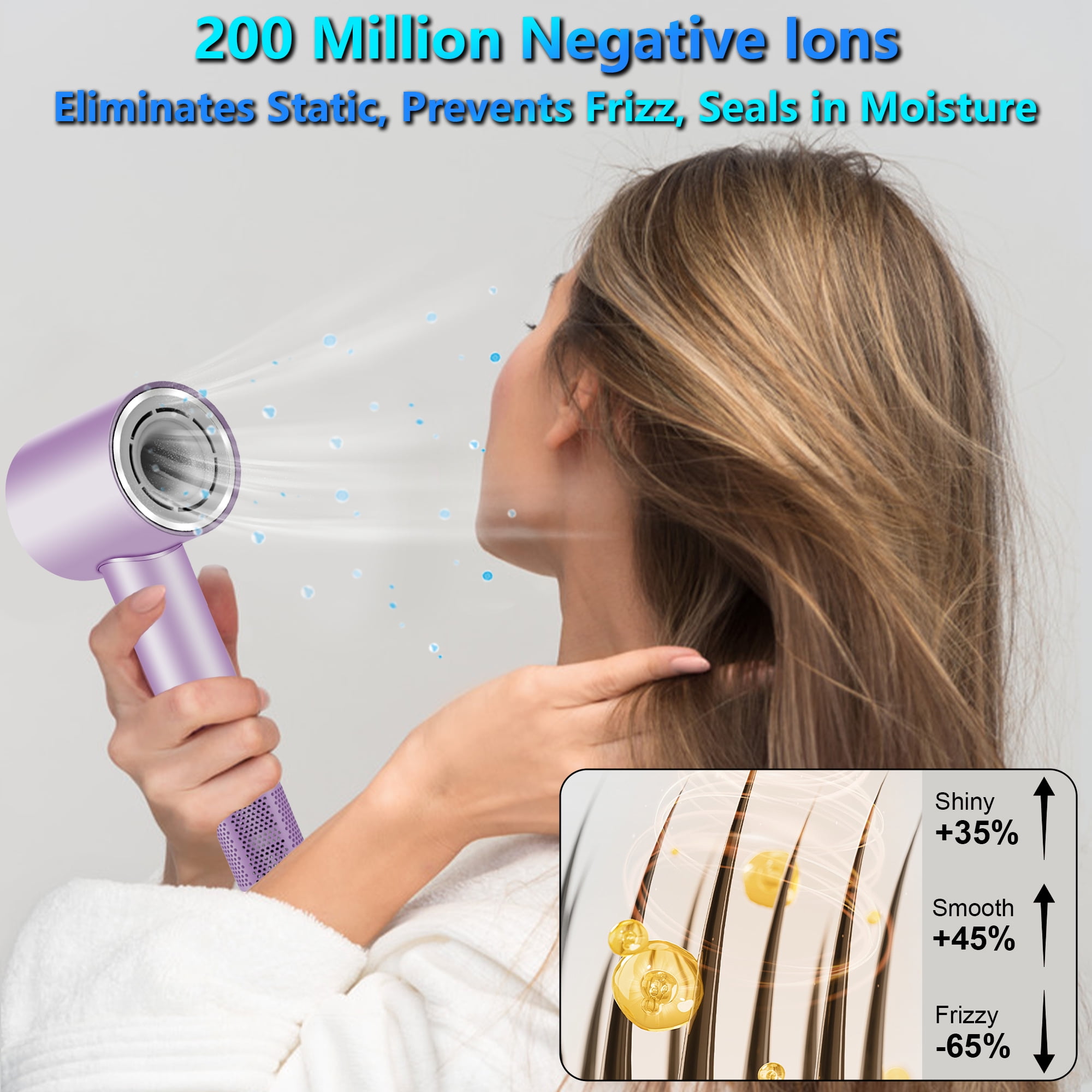 Pentantan Ionic Hair Dryer, 110,000 RPM High-Speed Blow Dryer with 3 Heating, 2 Speed, Lightweight for Home, Travel, Salon, Gift