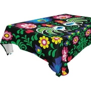 SKYSONIC Polish Folk Art Pattern Tablecloth Durable Square Table Cloth Waterproof Stain Proof Camping Tablecloths for Outdoor Picnic Family Dinner Restaurant Decoration 54 x 72 Inch
