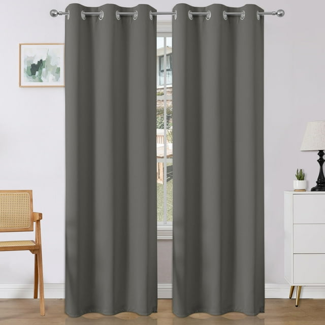 Cortinas Blackout Joydeco 230 cm de Largo Juego de 2 Paneles Color Gris Claro