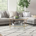 thumbnail image 2 of Resenkos 26" Round Side Table, 2-Tier Tempered Glass, Steel Frame, Gold, 2 of 8
