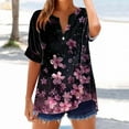 thumbnail image 2 of GERsome Women's Short Sleeve T Shirts Button V Neck Tops Casual Floral Tees Lightweight Soft Loose Fit Summer Shirts, Sizes S-2XL, 2 of 5