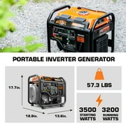 GENMAX 3500 Peak Watts-Gas Powered Open Frame RV Ready Inverter Generator，Quiet Technology, EPA Compliant GM3500Xi