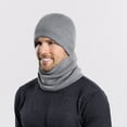 thumbnail image 2 of SUXIAN Unisex Winter Scarf Set Plus Warm Knit Hat Bib Grey One Size, 2 of 6