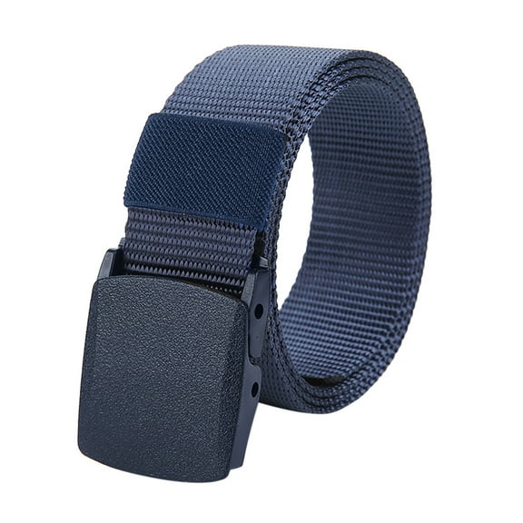 MSJUHEG Belt Buckle Mens Belts Leather Belt Nylon Waist Mens Metal- Long Belt Check Buckle Canvas Belt Leash Blue One Size