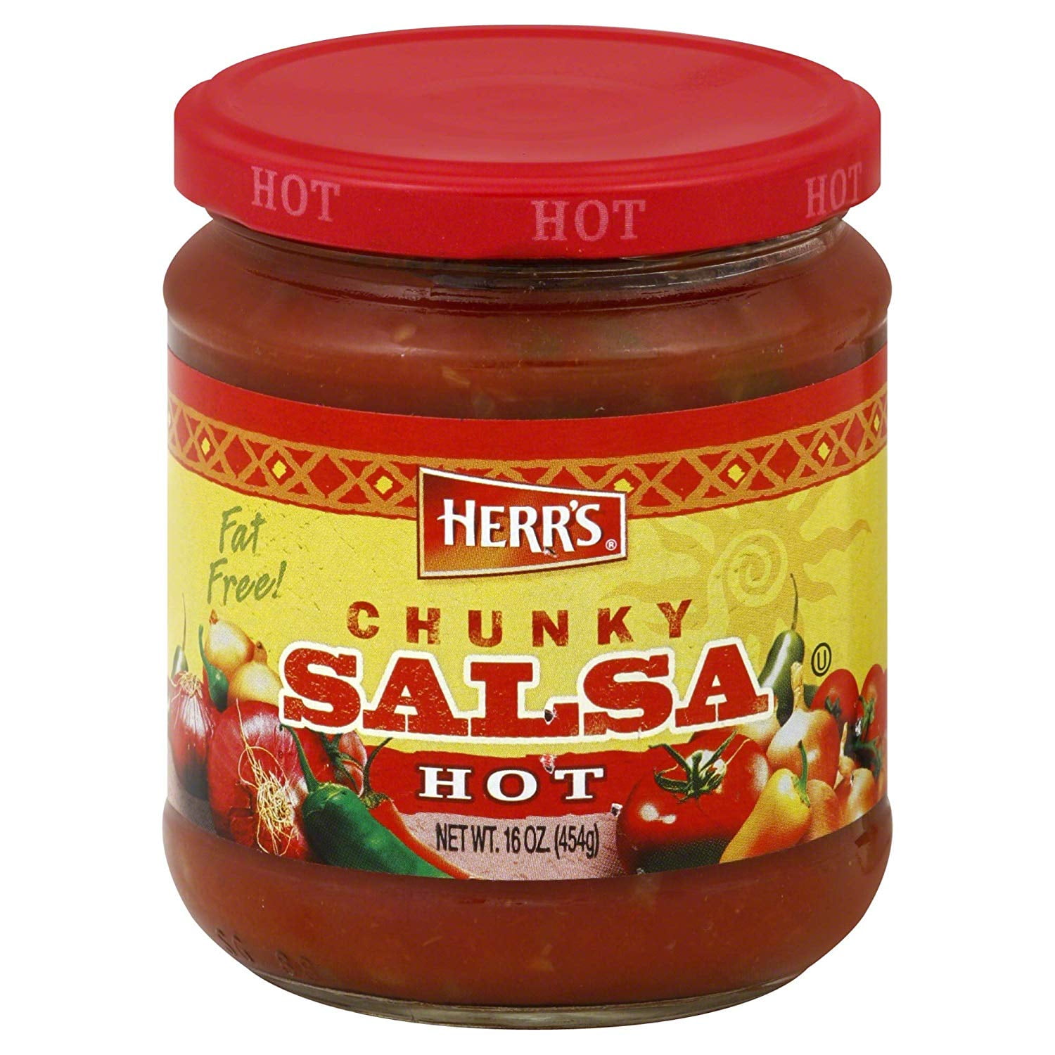 Herr's Hot Chunky Salsa 16 oz Glass Jars Pack of 12