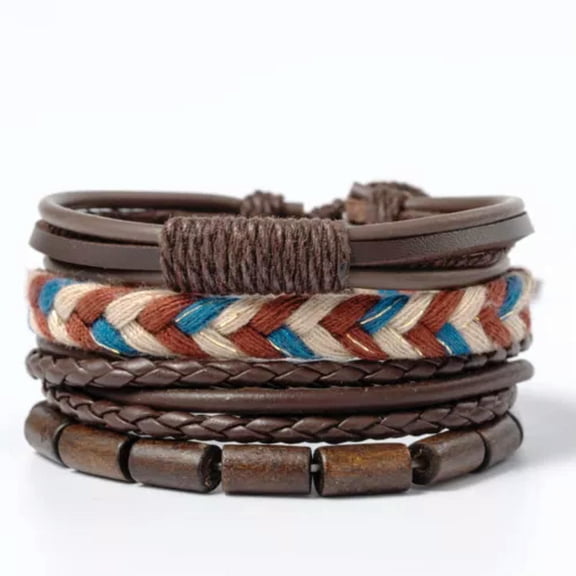 HOOUN Vintage Punk Multi-layer Free Style Braided Leather Bracelet For Men Women -102