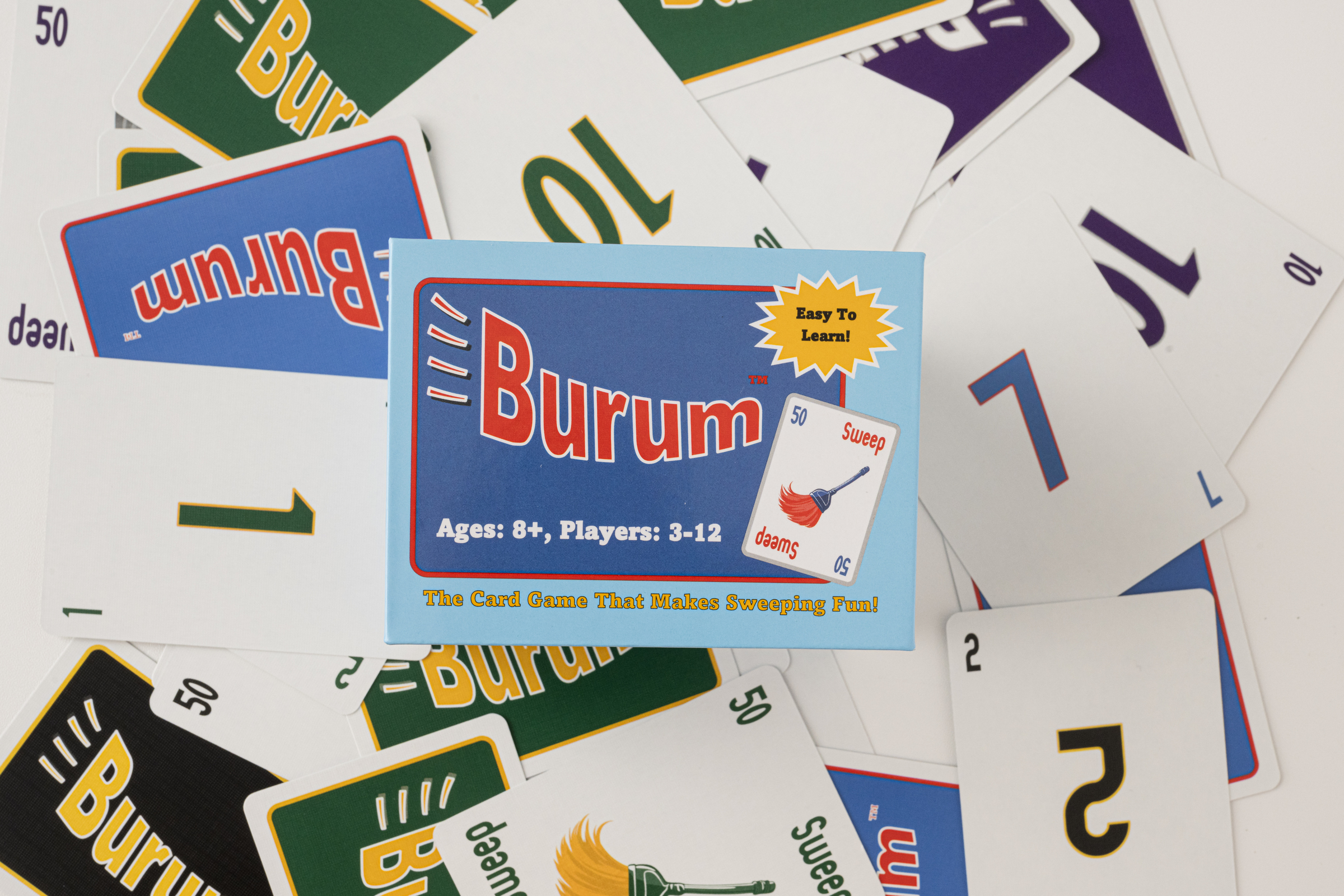 Burum: Makes Sweeping Fun, An Easy to Learn and Play Card Game for Small and Large Groups of 3-12 Players of Family and Friends, Ages 8 and Up