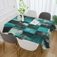 thumbnail image 6 of 60x60 Inch Tablecloth Polyester Square Tablecloth for Home Kitchen Dinner Decor Teal and Black Squares, 6 of 9