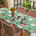 thumbnail image 3 of Merry Christmas Table Cloths for 8 Foot Rectangle Tables, Santa Claus Xmas Winter Leaves Snowflake Green Patio Waterproof Elastic Fitted Tablecloths, Washable Rectangular Table Cover for Camping, 3 of 8