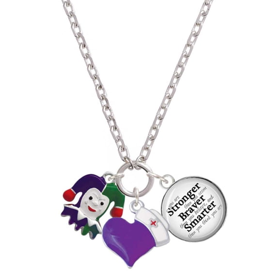 Delight Jewelry Silvertone Mardi Gras Jester - Purple Heart Nurse Strong Zoe Necklace
