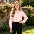 thumbnail image 6 of JAJAHO Tween Dress Shirts Boys And Girls Plain Long Sleeve Button Down Shirts, Sizes 9-16Y, 6 of 7