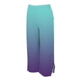 thumbnail image 5 of Yeaiivve Womens Cotton Linen Wide Leg Pants Gradient Color Casual Summer Pants Elastic Waist Comfy Lounge Pants with Pockets Purple XL, 5 of 7