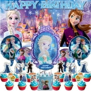 Elsa Princess Party Supplies Frozen Decorations Birthday Cake Topper Banner Decor Backdrop Balloons