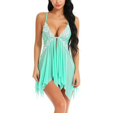 

Viworld Lingerie for Women Lace Babydoll Sexy Chemise V Neck Mesh Sleepwear