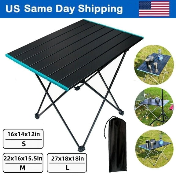 Portable Camping Table, Ultralight Aluminum Folding Beach Table with Bag for Outdoor Cooking, Picnic, Boat, Travel(M-Size)