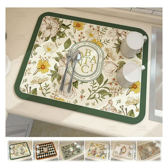 Coffee Pad for Countertop, Hide Stain Rubber Backed Absorbent Counter Top Mats for Kitchen, for Kitchen Counter,Soft Plates Dish Drying Pad Quick Dry Mat