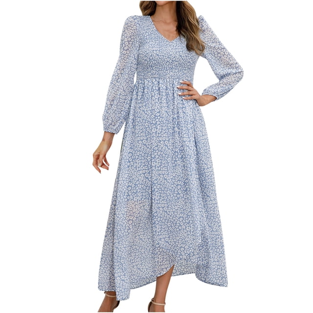 Birdeem Robe Décontractée Aguichant Mode Coupe Ajustée Femme Manches Longues Col en V Cheville