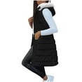 thumbnail image 3 of Roncen Women's Winter Long Padded Vest - Hooded Stand Collar Sleeveless Outerwear - Casual Quilted Coat with Front Pockets, 3 of 8