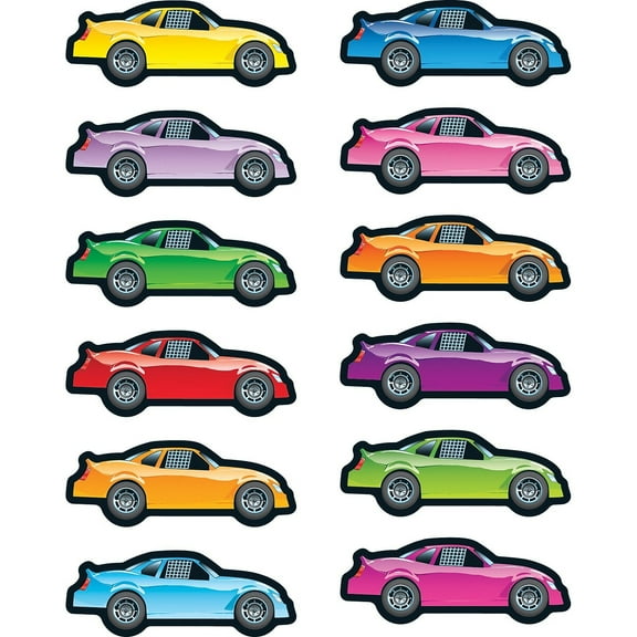 CARSON-DELLOSA Race Cars Shape Stickers 168065