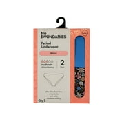 No Boundaries Bikini Moderate Absorbency Period Underwear, 2-Pack, Women’s XS-XXL