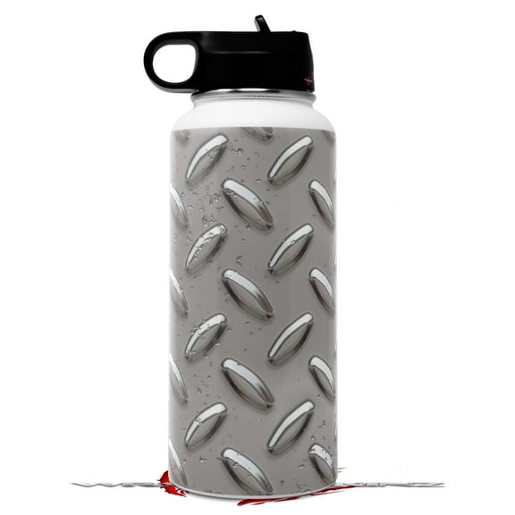 Skin Wrap Decal compatible with Hydro Flask Wide Mouth Bottle 32oz Diamond Plate Metal 02 (BOTTLE NOT INCLUDED)