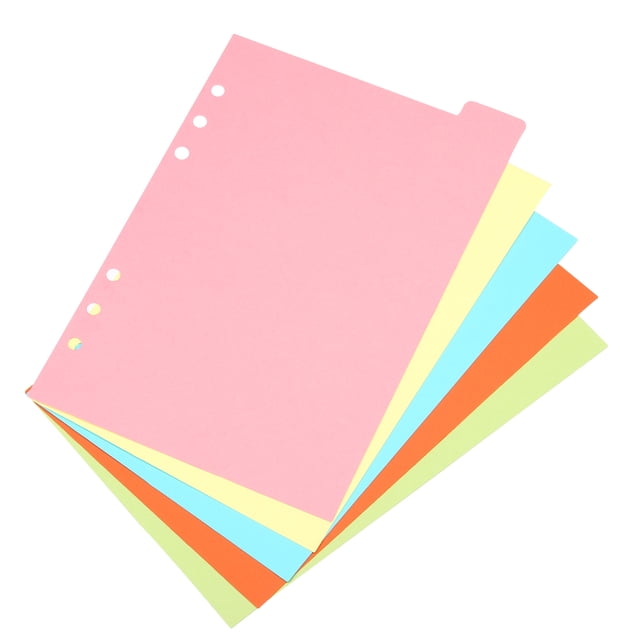 Unique Bargains 8.7x5.6' Binder Index Dividers, 4 Set 5 Tabs Cardboard Insertable Page for 6 Rings Binder, MultiColor