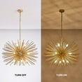 thumbnail image 3 of 29" Mid-Century Modern 12-Light Starburst Chandelier – Gold Sputnik Pendant Light Fixture for Living Room, Dining Room, or Foyer (Bulb Not Included), 3 of 9