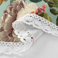 thumbnail image 3 of 60 Inch Round Tablecloth with White Lace Trim Fall Table Cover for Elegant Dining Decor Floral Pattern with Roses, 3 of 8