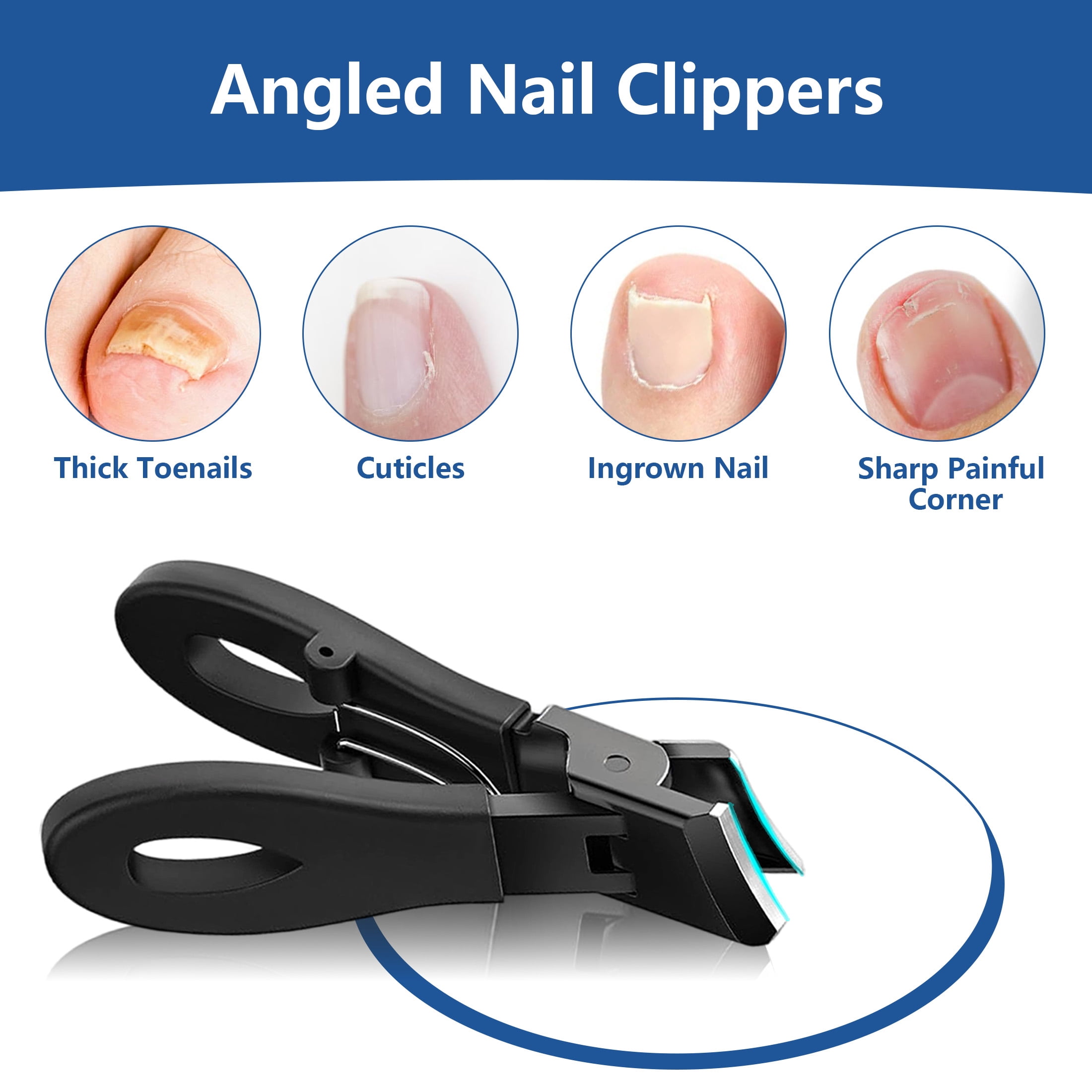 5 Pcs Ingrown Toenail Clippers Set, Heavy Duty Thick Toe Nail Cutters, Professional Thick Ingrown Toenail Cutters with Nail File and Lifter for Foot Nail Care for Seniors Adults