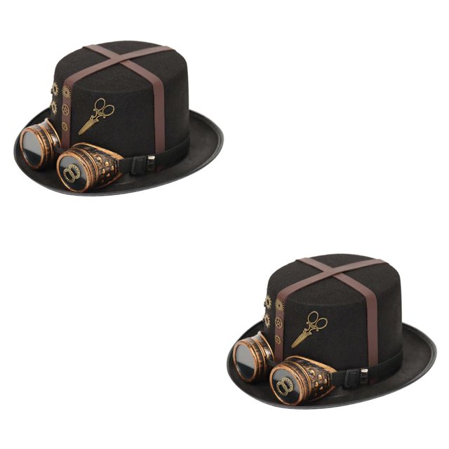 Bewildely Sombrero de copa floral estilo steampunk para hombres y mujeres con gafas de flores para disfraz de Halloween Type2 NO2