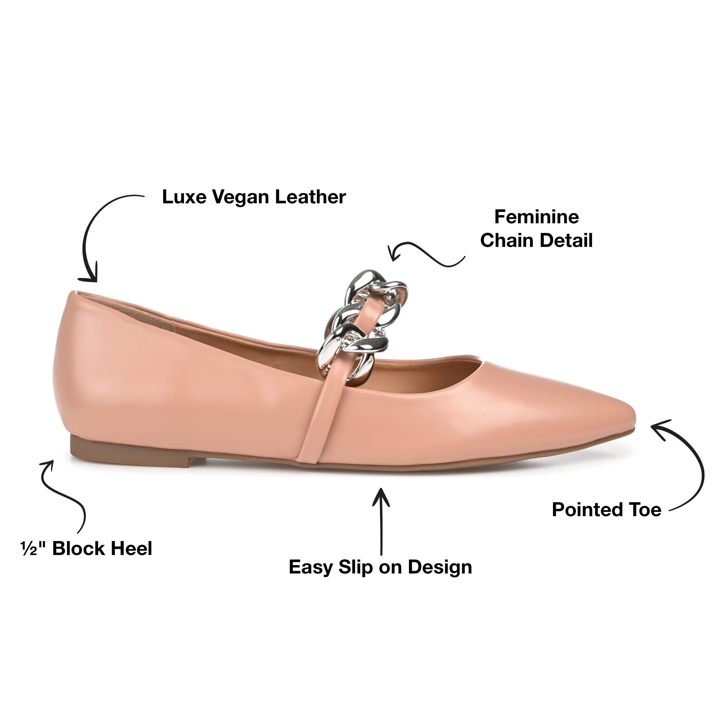 Journee Collection Womens Metinaa Ballet Pointed Toe Slip On Flats