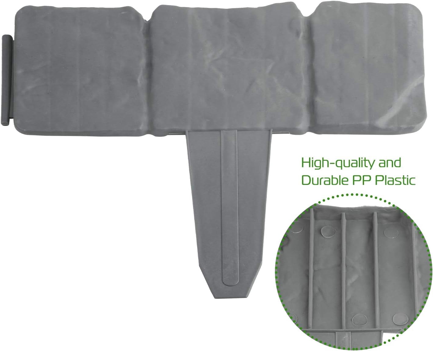 20PC Stone-Look Garden Edging Kit (16ft) - Interlocking Landscape Borders with Stakes | Dig-Free UV-Resistant Lawn & Flower Bed Barrier