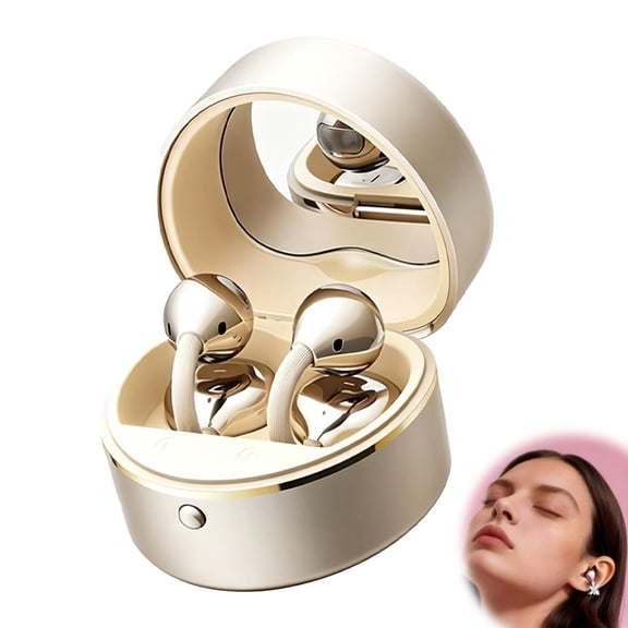 ireless Earbuds Bluetooth 6.0 Headphones - 2026 Open Ear Clip On Earbuds with Heart Design - WWaterproof Earphone for Running - Comfortable for Small Ears and Glasses Wearers - Beige/Type A