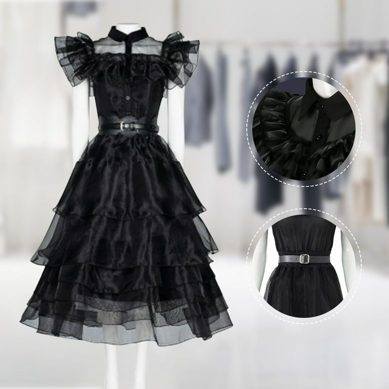 Wednesday Addams Dress Wednesday Addams Raven Black Party Dance Dress  Cosplay Costumes