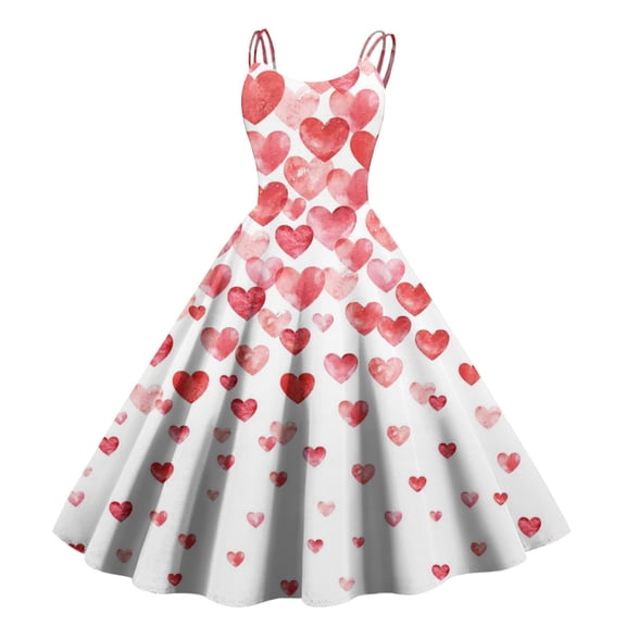 LWavelet Valentine's 2026 Dress for Women, Heart Rose Pattern Sleeveless A Line Flowy Casual Sundresses Dark Purple L