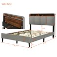 thumbnail image 3 of Upholstered Bed Frame with Storage Headboard, Sensor Light and a Set of Sockets and USB Ports,Linen Platform Bed Frame with Wood Slats Support, No Box Spring Needed, Fast Assembly, 3 of 7
