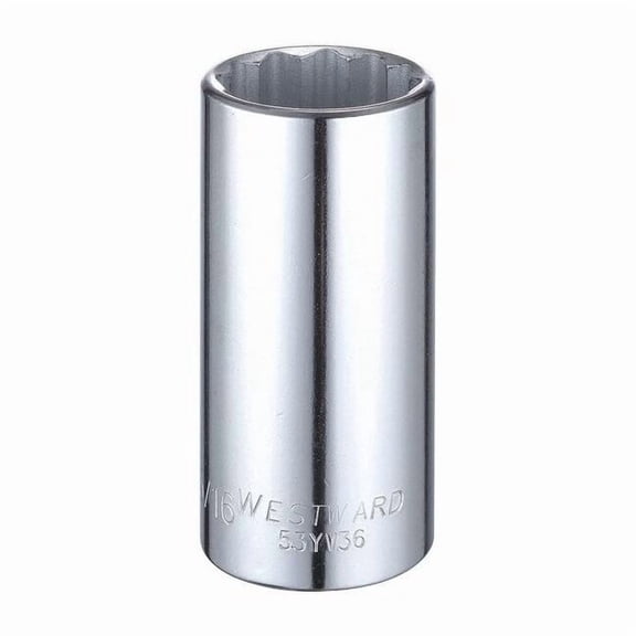 Westward Socket, Steel, Chrome, 1 3/16 in 53YV36