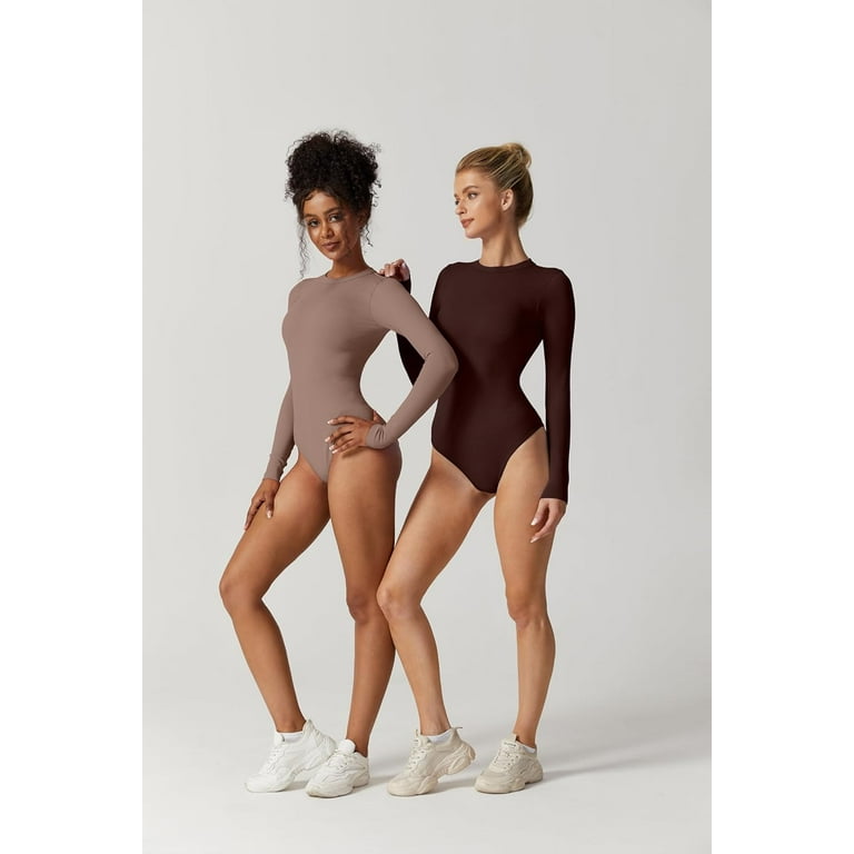 Women's Seamless Long Sleeve Bodysuit Crew Neck Basic