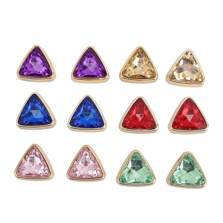 Riousery 12 Pieces Triangular Rhinestones ABS Plastic Colorful Sparkling Loose Beads Decorations for Clothing DIY Crafting Jewelry Making, 12.00 x 8.00 x 2.00 inches / 30.5 x 20.3 x 5.1 cm
