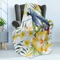 thumbnail image 4 of Parrot Soft Flannel Fleece Throw Blanket, Tropic Pattern Bird Orchids and Hibiscus Flowers Hawaiian Jungle Style Image, Cozy Plush for Indoor and Outdoor Use, 50" x 70", Multicolor, by Ambesonne, 4 of 5