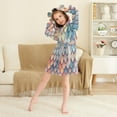 thumbnail image 3 of FORMRS Niños Bathrobe Unisex Hooded Robe Soft Plush Pajamas Sleepwear, Size 10-12T, Blue Art Pattern, 3 of 7