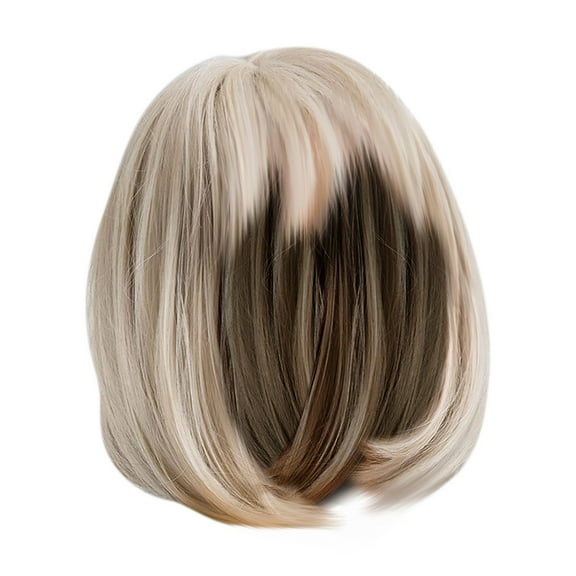 Beauty Clearance Under $15 Short Straight Hair Wig With Straight Bangs Khaki Free Size
