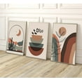 thumbnail image 4 of 3 Pieces Mid-Century Modern Boho Canvas Wall Art Neutral Abstract Bohemia Geometric Moon Sun Desert Plant Pictures Wall Decor Poster Print Artwork for Living Room Office Bedroom Home Decoration, 4 of 7