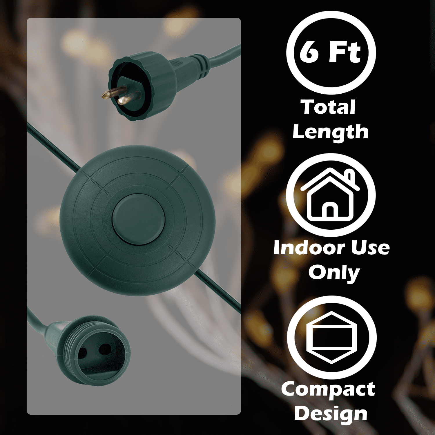 Goodsby Power Cord for Christmas X-Mas Tree Lights, Holiday Lighting, LED String Light Raintight 1/2 in TS-LU6W TS-LU13W TS-8W29V TS-13W29V TS-18W28V TS-20WL12V TS-26W29V TS-48W29V (NO Lights Mode)