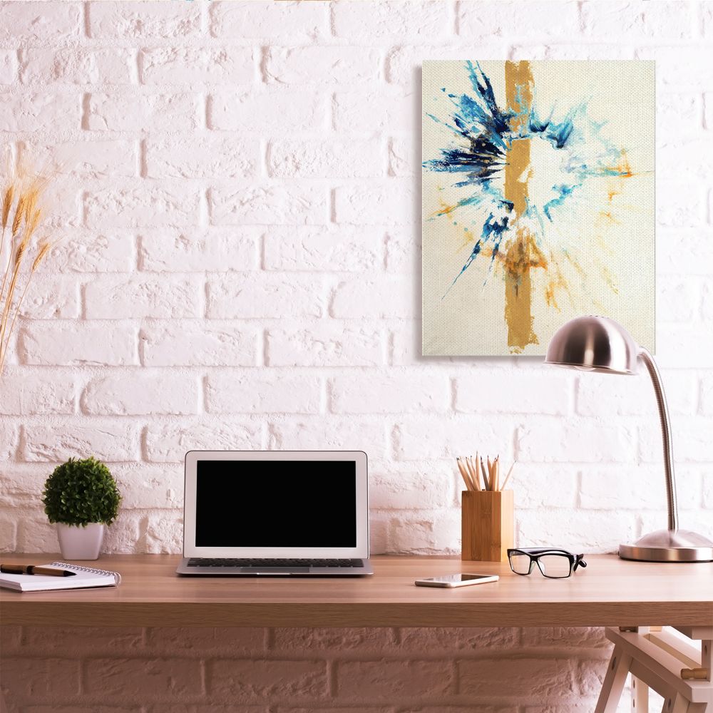 Stupell Industries Abstract Retinal Circle With Stripe Blue Beige Designed by Third and Wall