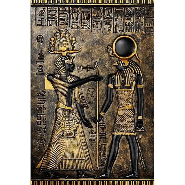 Impresiones de arte egipcio antiguo negro dorado, carteles 3D, Faraón y sus maidines, pintura de pared de lienzo para habitación, imágenes decorativas