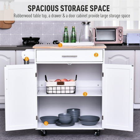 Homcom Rolling Kitchen Island Cart With Wood Top Enough Storage Drawer Space Towel Bar Rack Shelves Portable Utility Serving Trolley On Wheels White Canada Homcom Rolling Kitchen Island Cart With, Homcom Rolling Kitchen Island Cart With Drawers Shelves And Stainless Steel Top