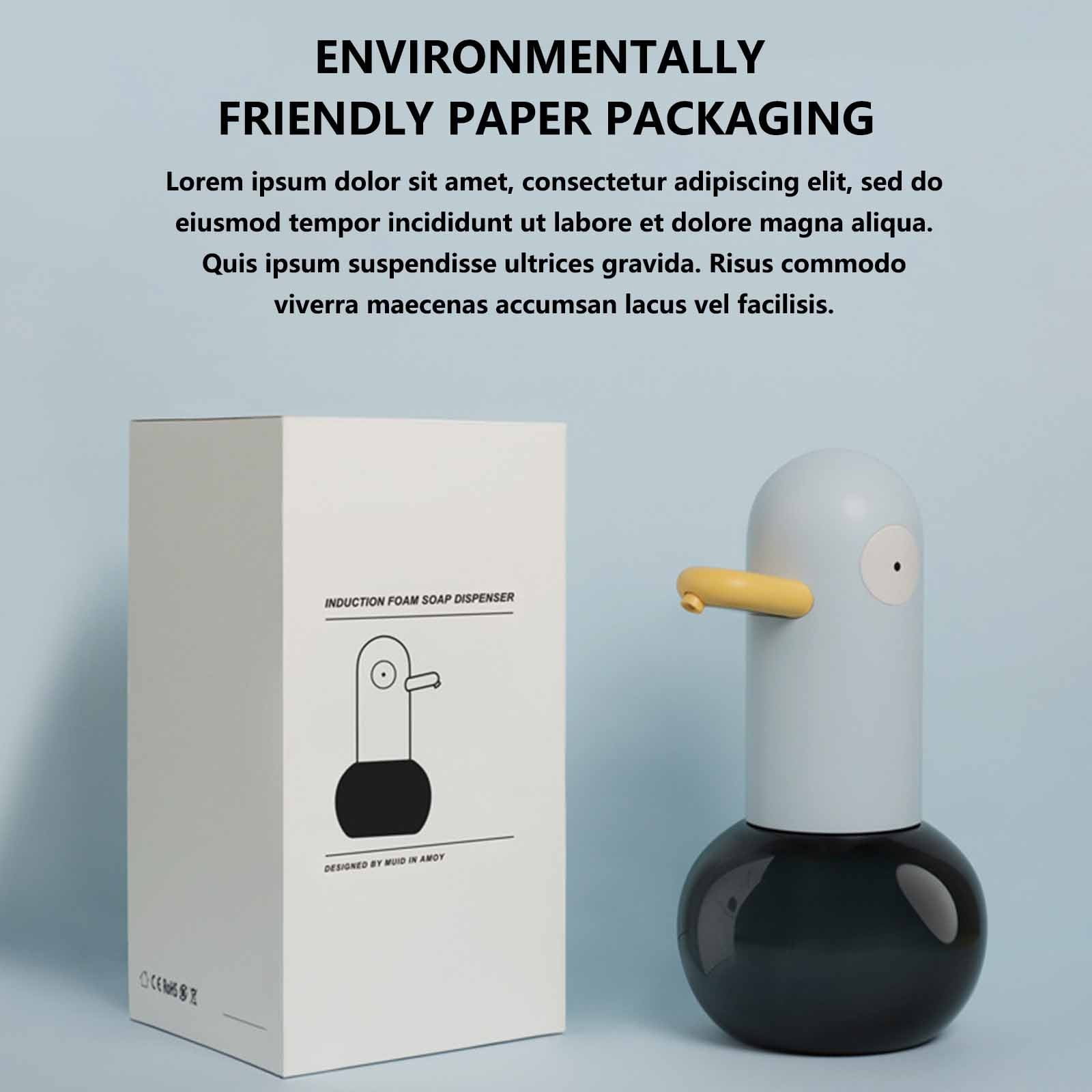 Automatic Soap Dispenser Blue Duck Cute Touchless Design, Infrared Sensor 0.25 Second Foaming for Bathroom Kitchen, IPX4 Waterproof ABS Plastic 400ml Capacity Kids Hand Washing Encouragement