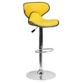 thumbnail image 1 of Contemporary Cozy Mid-Back Yellow Vinyl Adjustable Height Barstool with Chrome Base, 1 of 9