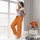 thumbnail image 5 of Balery Orange Glitter Pantalones de pijama para mujer, pijamas ultraligeros, pantalones de estar por casa-Small, 5 of 6